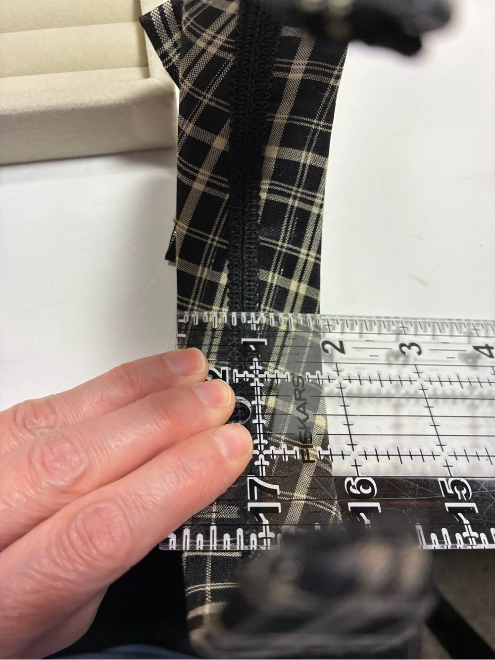 Plaid Double Bow Wide Headband Black & Ivory